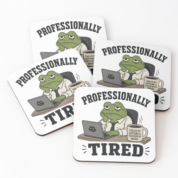 Item preview, Professionally Tired Frog – Funny Burnout Work Meme Design designed and sold by Vector Habit.