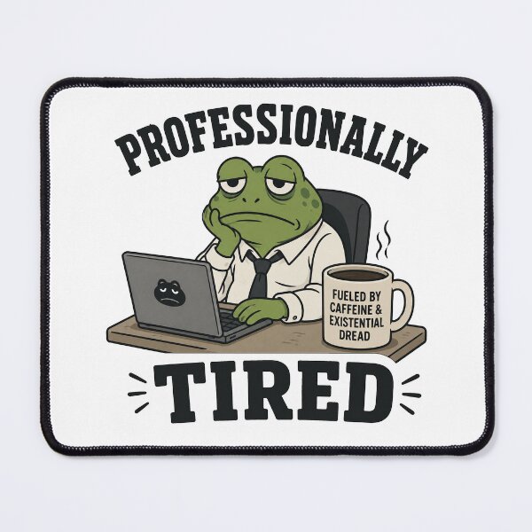 Item preview, Professionally Tired Frog – Funny Burnout Work Meme Design designed and sold by Vector Habit.