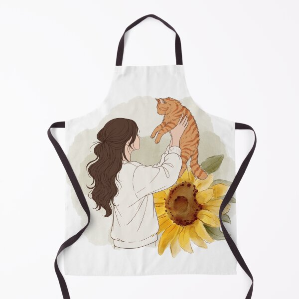 Item preview, Girl with Ginger Cat and Sunflower – Brunette Art designed and sold by mijaczeek.