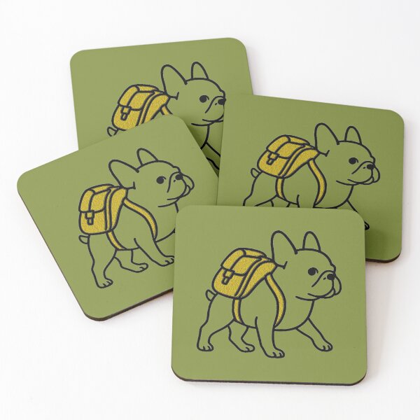 Item preview, Mustard Backpack Frenchie - Cute Minimalist Dog Art designed and sold by The Bold Line Studio.