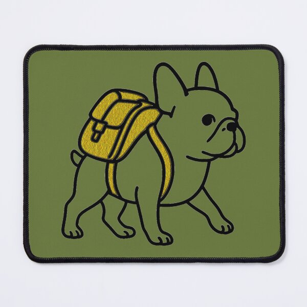 Item preview, Mustard Backpack Frenchie - Cute Minimalist Dog Art designed and sold by The Bold Line Studio.