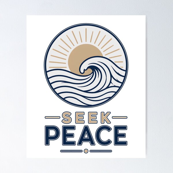 Item preview, Seek Peace Minimalist Ocean Wave Sun Retro designed and sold by Mr Lee.