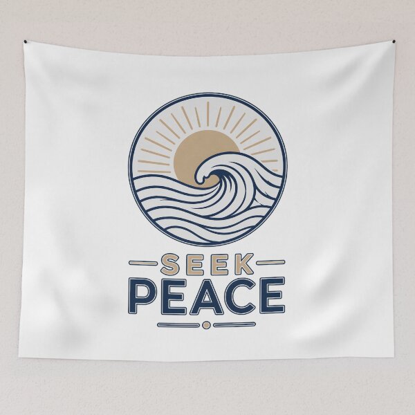 Item preview, Seek Peace Minimalist Ocean Wave Sun Retro designed and sold by Mr Lee.