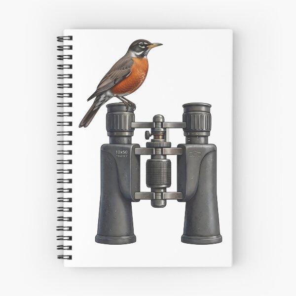 Item preview, The Perfect Spot - American Robin on Binoculars designed and sold by orioleoutdoor.