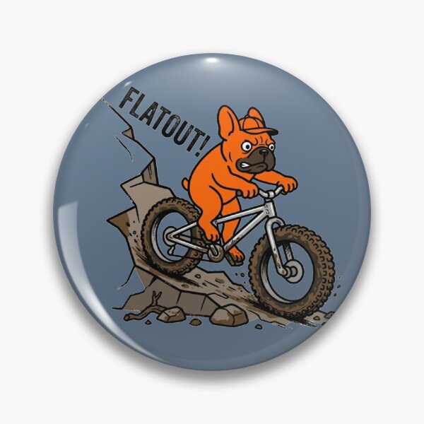 Item preview, Flatout! - Orange French Bulldog MTB Downhill designed and sold by The Bold Line Studio.