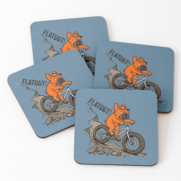 Item preview, Flatout! - Orange French Bulldog MTB Downhill designed and sold by The Bold Line Studio.