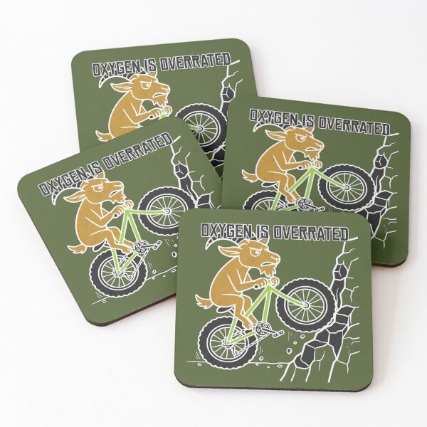 Item preview, Oxygen Is Overrated Funny Mountain Biking MTB Goat T-Shirt designed and sold by The Bold Line Studio.
