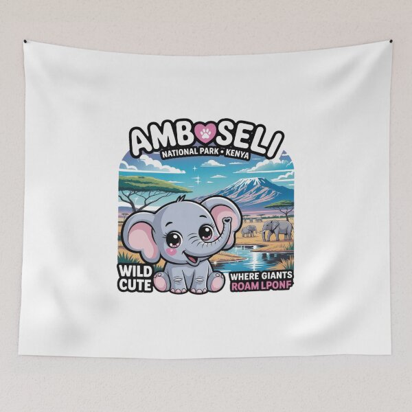 Item preview, Cute Safari Kawaii Sticker | Amboseli Elephant Design designed and sold by YounexxART.
