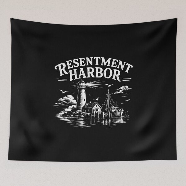 Item preview, Resentment Harbor Vintage Nautical Lighthouse Linocut designed and sold by secondanchor.