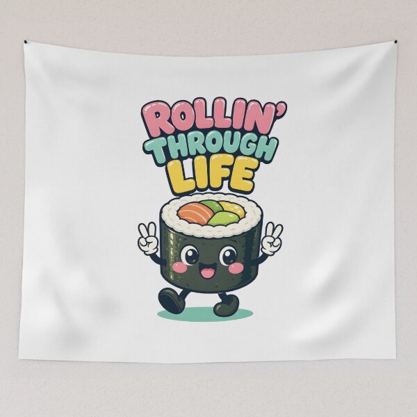 Item preview, Rollin Through Life Cute Sushi Pun Kawaii designed and sold by Mr Lee.