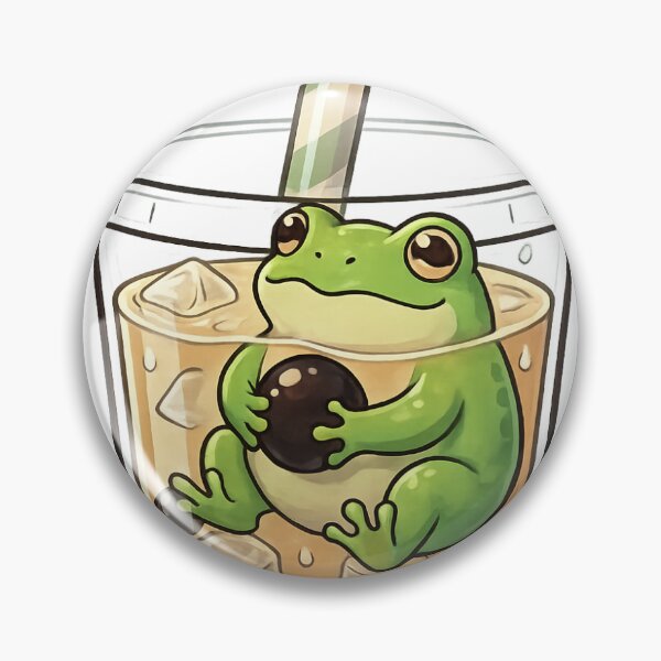 Item preview, Cute Frog Boba Tea Kawaii Aesthetic Illustration designed and sold by nexelora.
