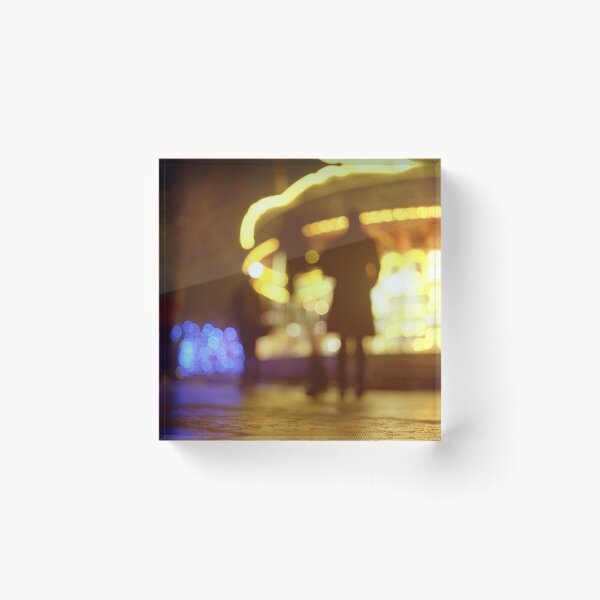 Item preview, People walking in street at night with fairground lights in Hasselblad vintage camera analogue film photo designed and sold by edwardolive.