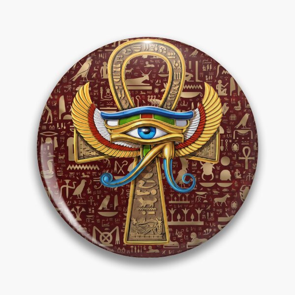 Item preview, Eye of Horus Ankh Cross - Winged Egyptian Protection Amulet designed and sold by GulfSignature.