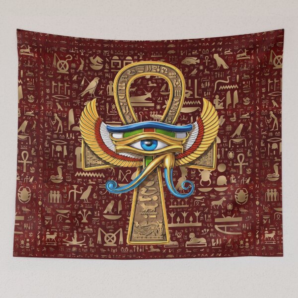 Item preview, Eye of Horus Ankh Cross - Winged Egyptian Protection Amulet designed and sold by GulfSignature.