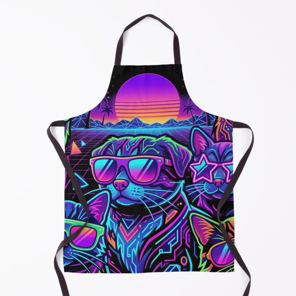 Item preview, Synthwave Cool Cats and Dogs - Retro 80s Neon Pets designed and sold by veloramode.