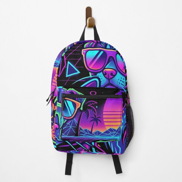Item preview, Synthwave Cool Cats and Dogs - Retro 80s Neon Pets designed and sold by veloramode.