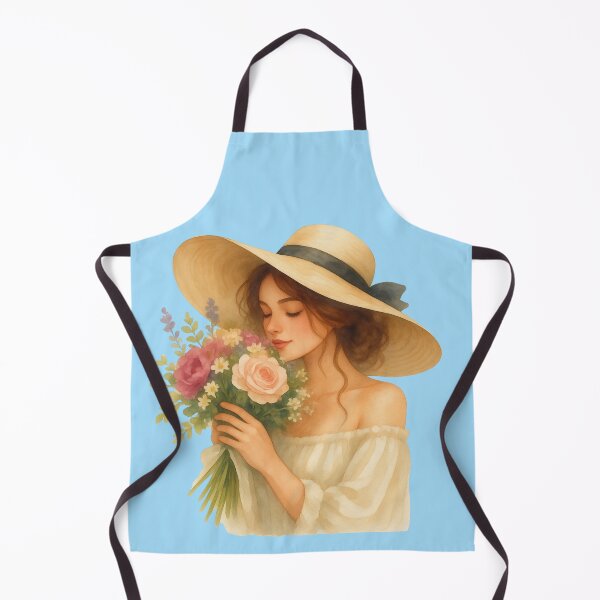 Item preview, Blooming Serenity – Romantic Floral Girl with Wide Brim Hat Watercolor Art designed and sold by VariusDesigns.