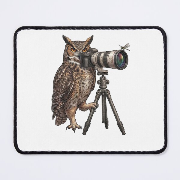 Item preview, The Night Photographer - Great Horned Owl with DSLR Camera designed and sold by orioleoutdoor.