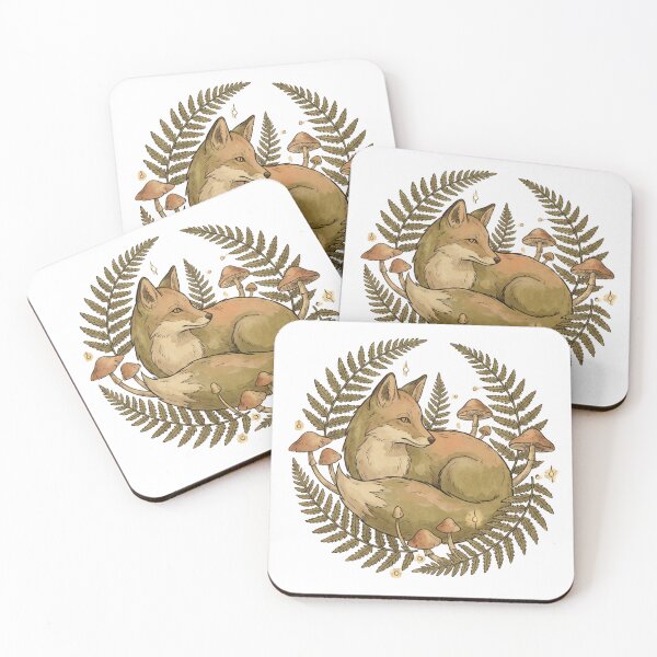 Item preview, Cottagecore Fox in Ferns and Mushrooms — Woodland Nature Illustration designed and sold by Ortsas.