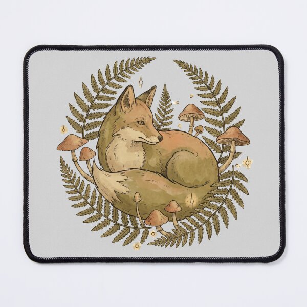 Item preview, Cottagecore Fox in Ferns and Mushrooms — Woodland Nature Illustration designed and sold by Ortsas.