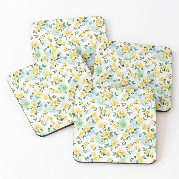 Item preview, Yellow Florals with Blue Accents designed and sold by wissal.studio.