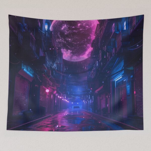 Item preview, Neon Moon Over Cyber Alley designed and sold by QuantumDrift.