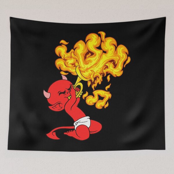 Item preview, Vintage Devil Toon Blasting Flames from a Trumpet designed and sold by Analog Aura .