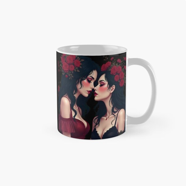 Item preview, Two Women with Red Roses | Gothic Dark Romance Art | Vampire Aesthetic designed and sold by VoidPixelAU.