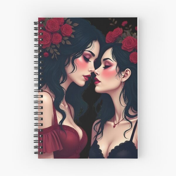 Item preview, Two Women with Red Roses | Gothic Dark Romance Art | Vampire Aesthetic designed and sold by VoidPixelAU.