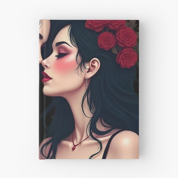 Item preview, Two Women with Red Roses | Gothic Dark Romance Art | Vampire Aesthetic designed and sold by VoidPixelAU.