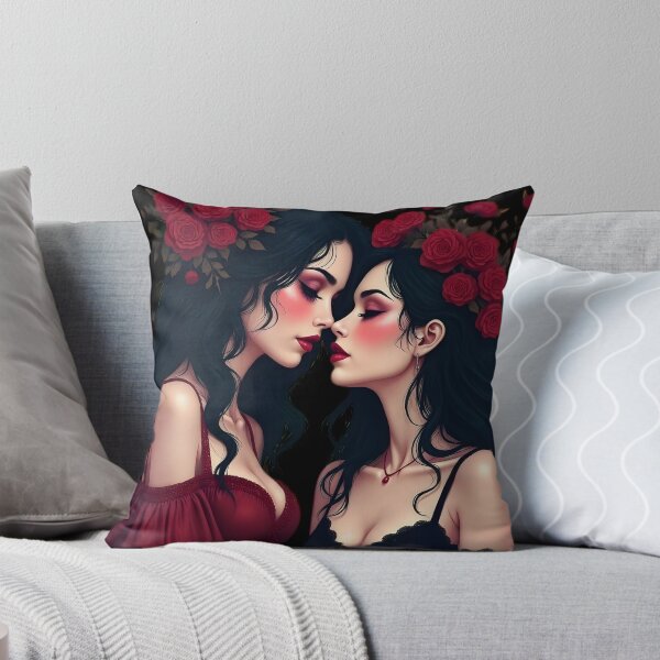 Item preview, Two Women with Red Roses | Gothic Dark Romance Art | Vampire Aesthetic designed and sold by VoidPixelAU.