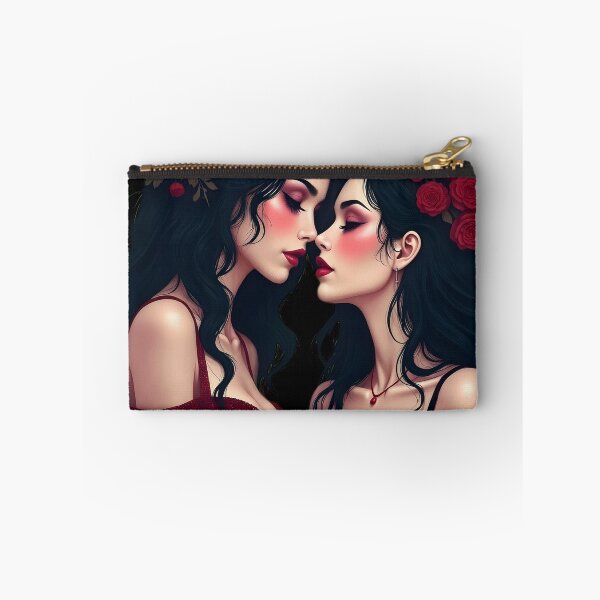 Item preview, Two Women with Red Roses | Gothic Dark Romance Art | Vampire Aesthetic designed and sold by VoidPixelAU.