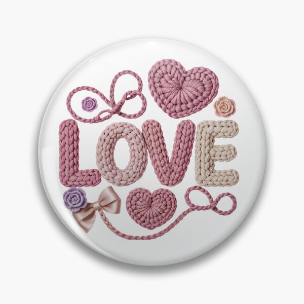 Item preview, Knitted Love Typography Design with Yarn Hearts, Bows, and Infinity Braids designed and sold by aseelbrand.
