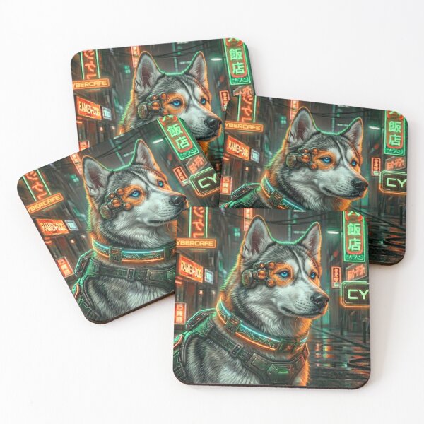 Item preview, Cyberpunk Siberian Husky Art Futuristic Neo Tokyo Cyberpup designed and sold by NeonNadir.