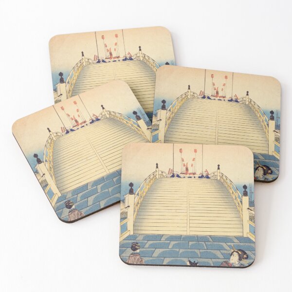 Item preview, Moonlit Nihonbashi Bridge – Vintage Ukiyo-e Japanese Street Scene designed and sold by vekotpu.