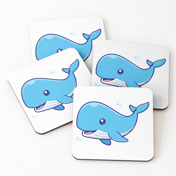 Item preview, Cute Happy Blue Whale Cartoon Illustration designed and sold by Yoshie Yoshie.