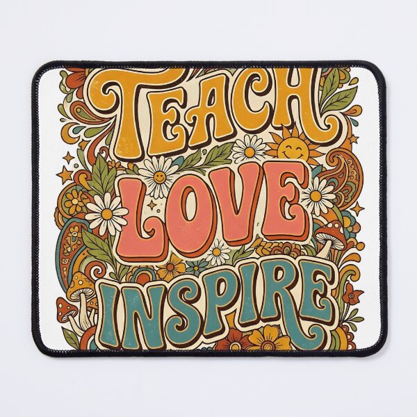 Item preview, Retro Teacher Shirt Teach Love Inspire Groovy Floral Design designed and sold by OVERRIDESTUDIOS.