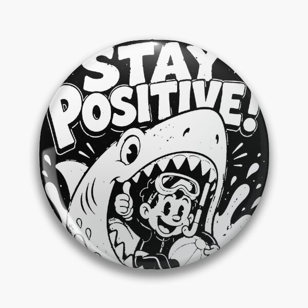Item preview,  Stay Positive Funny Cartoon Shark Diver Vintage Retro designed and sold by graphixpolash.