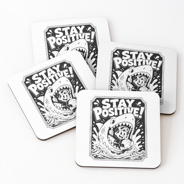 Item preview,  Stay Positive Funny Cartoon Shark Diver Vintage Retro designed and sold by graphixpolash.