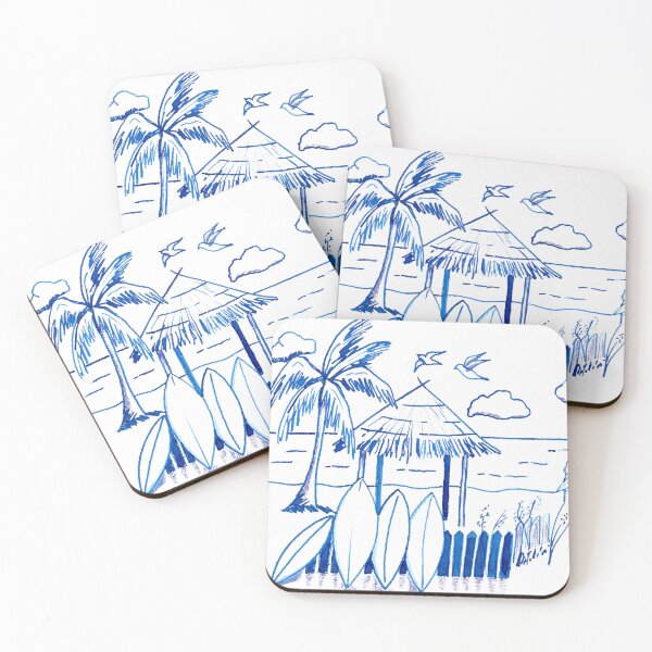 Item preview, Surf Beach Scene Hand Drawn Line Art designed and sold by Zen & Oatmeal by Carmen Ray Anderson.