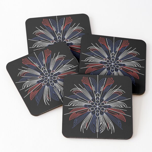 Item preview, Red White Blue Abstract Firework Mandala 4th of July designed and sold by TeNovaStudio.