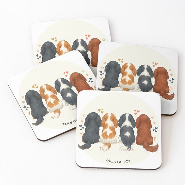 Item preview, Cavalier King Charles Spaniel Tails of Joy – Cute Dog Lover Gift, Cozy Cavalier Art, Blenheim Tricolor Ruby Black and Tan Puppy Design designed and sold by SakuraWaStyle.