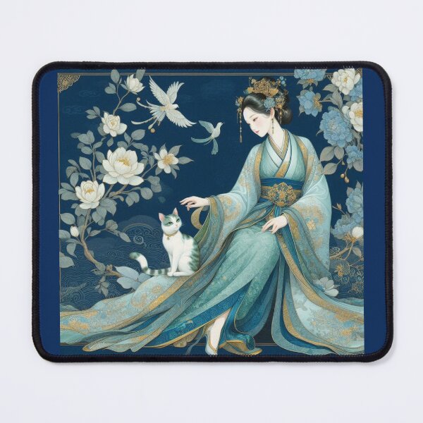Item preview, Celestial Serenity: Elegant Chinese Hanfu Maiden and Cat Art designed and sold by Soluna Studio.