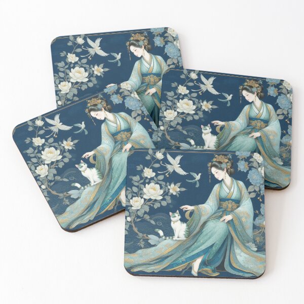 Item preview, Celestial Serenity: Elegant Chinese Hanfu Maiden and Cat Art designed and sold by Soluna Studio.