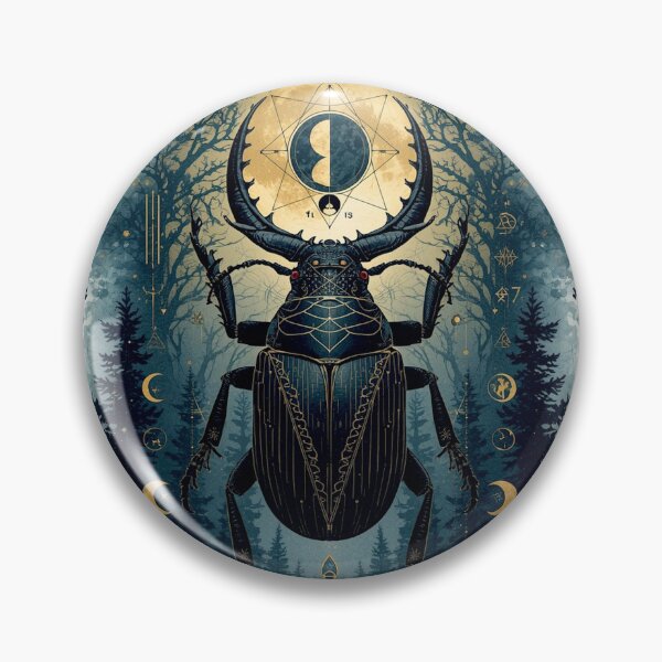 Item preview, Mystical Horned Beetle Occult Forest Moon | Dark Academia Esoteric Art designed and sold by Biedroneczka.
