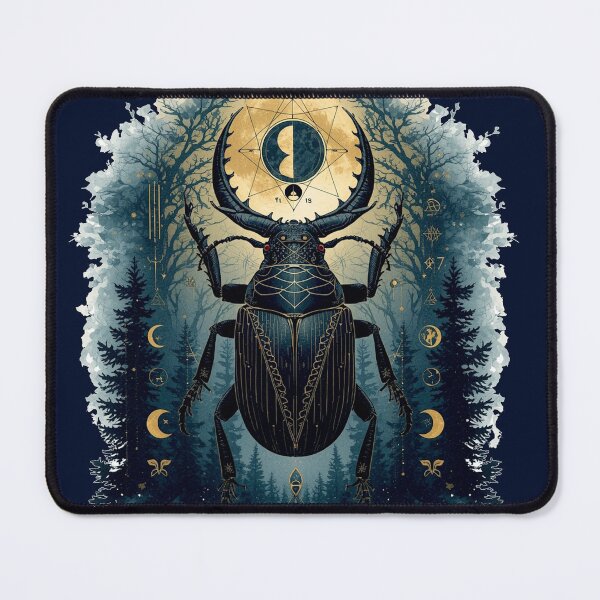 Item preview, Mystical Horned Beetle Occult Forest Moon | Dark Academia Esoteric Art designed and sold by Biedroneczka.