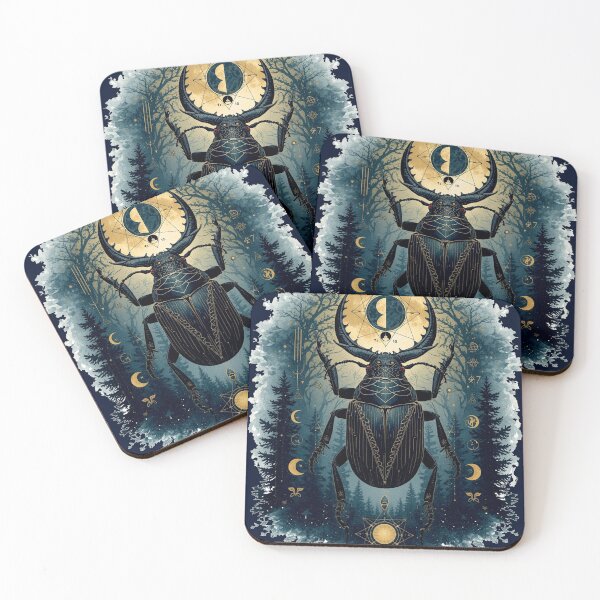 Item preview, Mystical Horned Beetle Occult Forest Moon | Dark Academia Esoteric Art designed and sold by Biedroneczka.