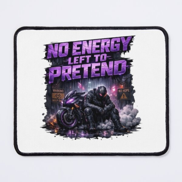 Item preview, No Energy Left To Pretend – Cyberpunk Emotional Biker Art designed and sold by THAMIM REALITY 2.0.