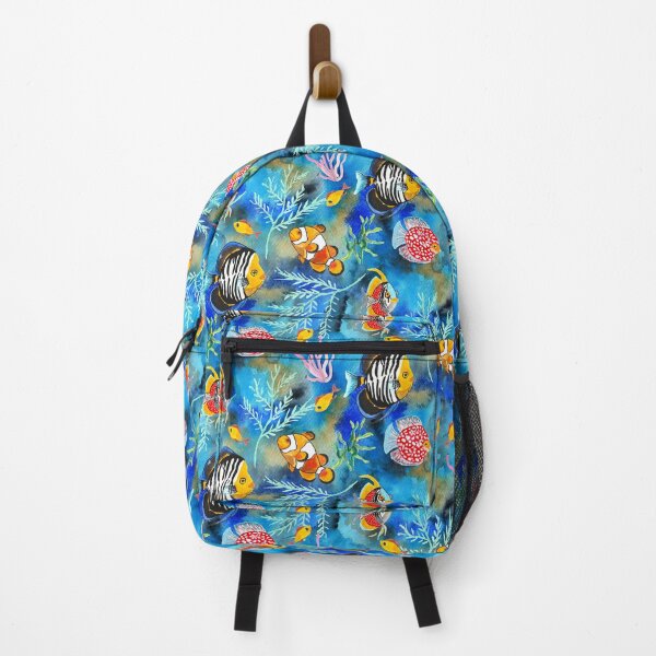 Item preview, Colorful Tropical Aquarium Fish Gouache Pattern designed and sold by Zen & Oatmeal by Carmen Ray Anderson.