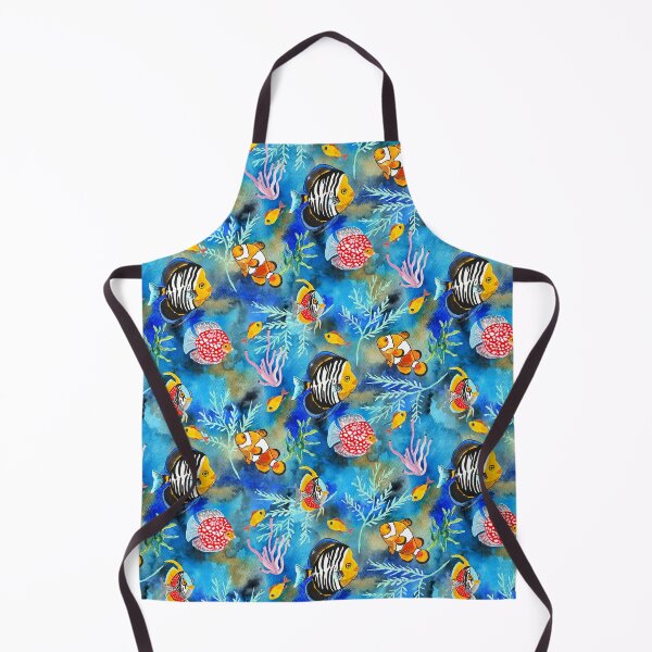 Item preview, Colorful Tropical Aquarium Fish Gouache Pattern designed and sold by Zen & Oatmeal by Carmen Ray Anderson.